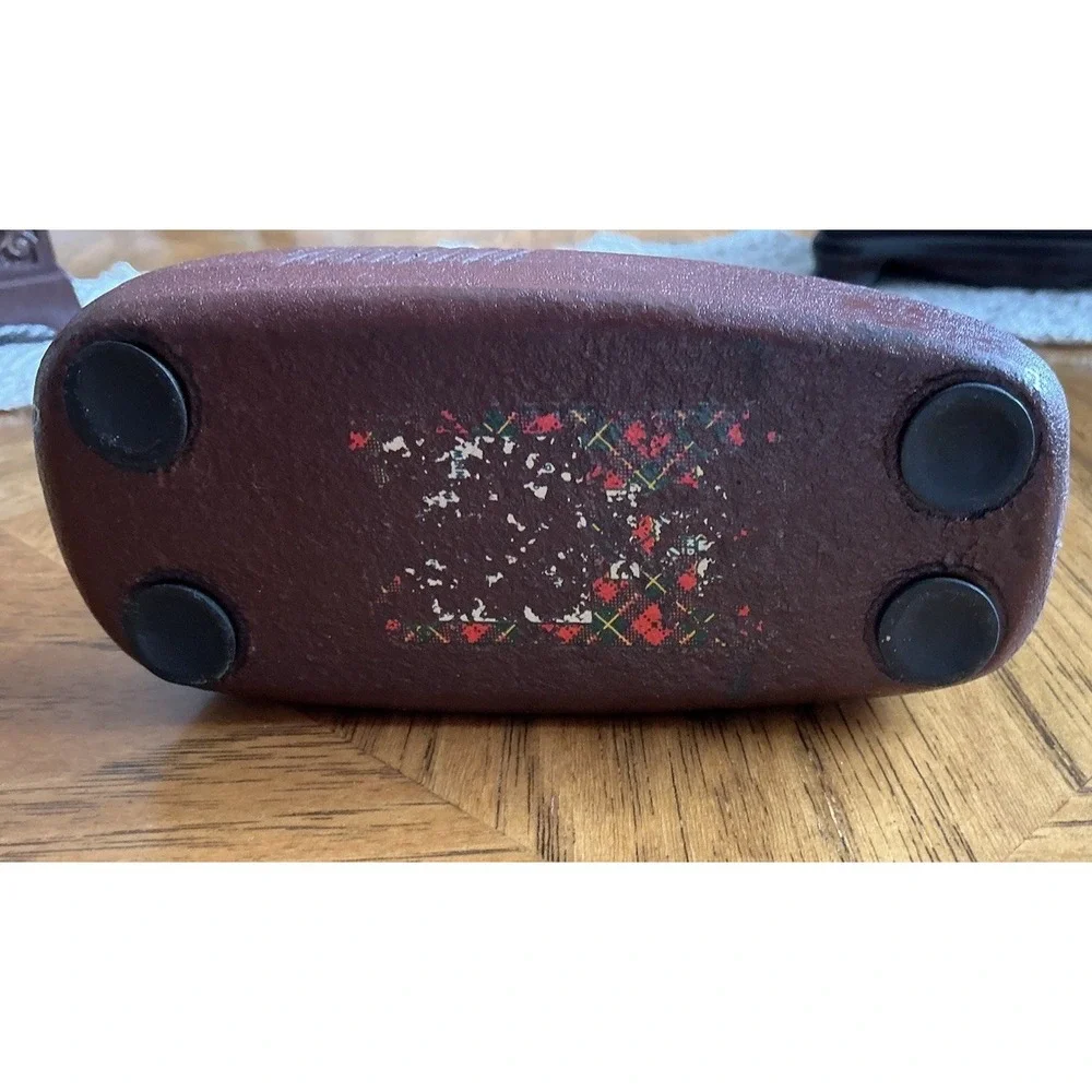 Vintage 1940s Art Deco Heavy Cast Iron Scotch Tape Dispenser Whale Tail Dk Red